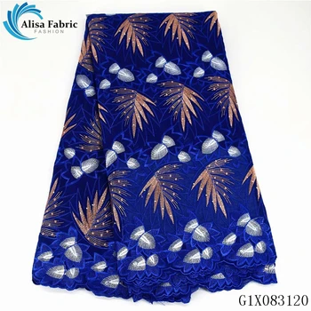 

Alisa african net lace fabric embroidery with stones and rhinestones 5 yards/piece french lace nigerian tulle fabrics for women