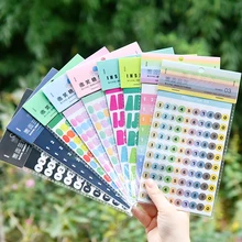 Jianwu 2 folhas número simples planejador do alfabeto adesivos decorativos diy base pequeno fresco kawaii jornal material escolar