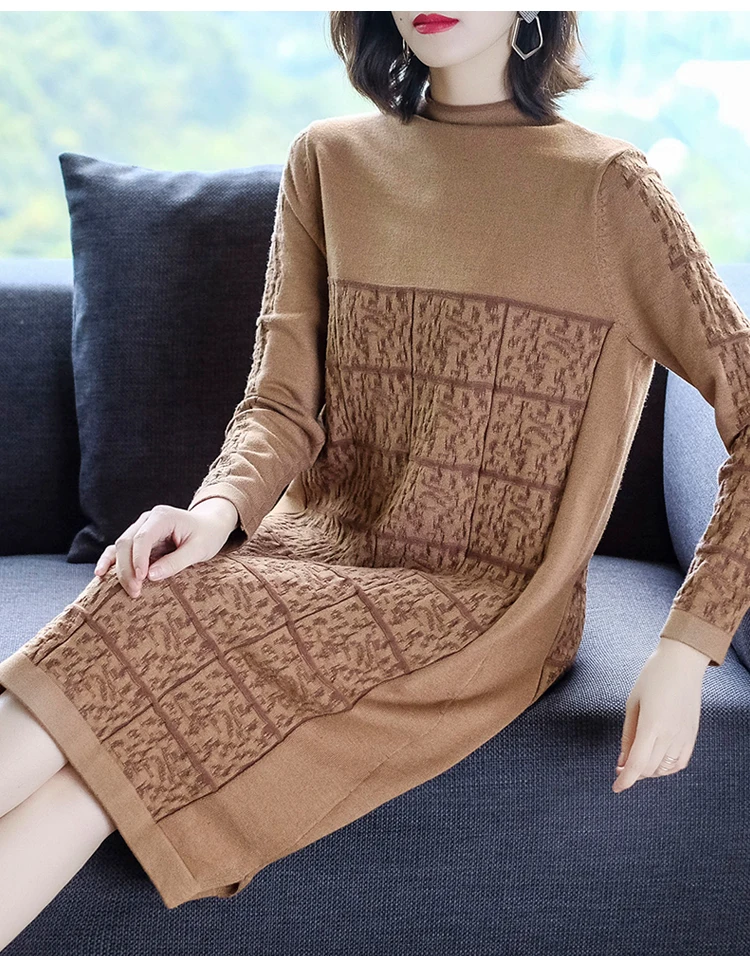 Водолазка с длинным рукавом Миди платье Vestidos трикотажные модные женские платья офисные женские платья vestido de festa