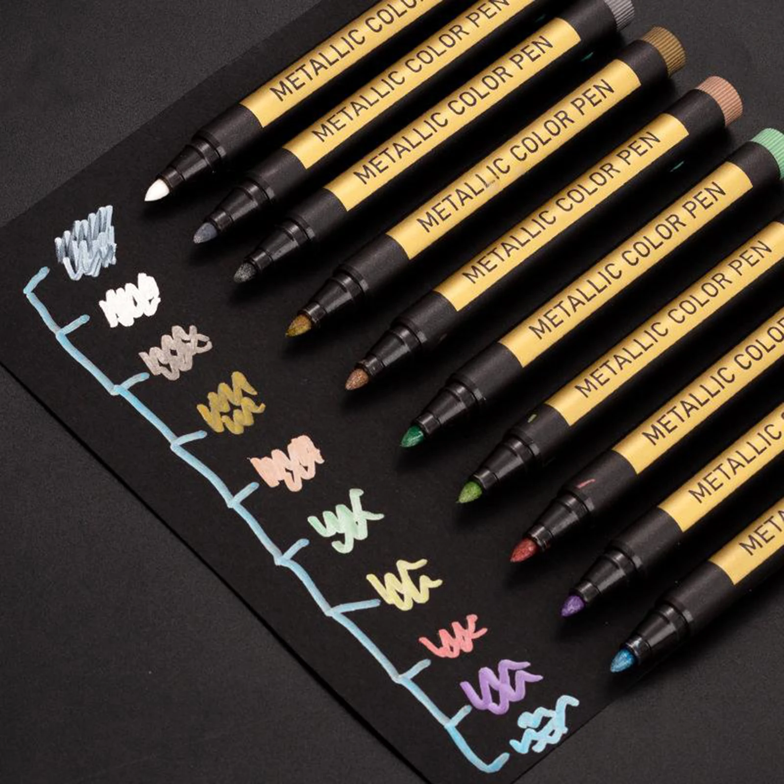 10-Pack Metallic Markers Colors Pens Art Permanent Writing Markers 10-Pack Metallic Markers Colors Pens Art Permanent Writing Markers