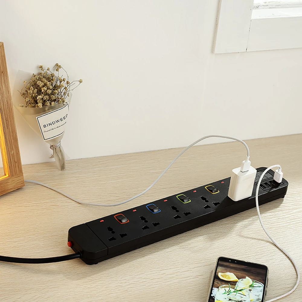 Мощность полосы Стабилизатор напряжения Multiprise Electrique Универсальный 5 выходы USB