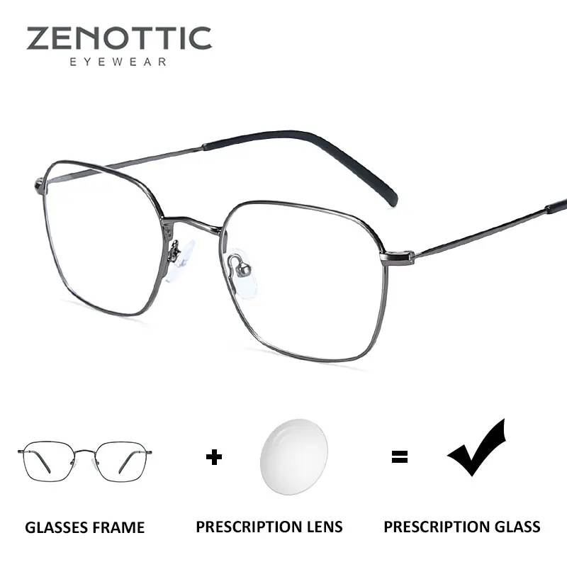 Квадратные полные оправы для очков ZENOTTIC из сплава оправа мужских оптических