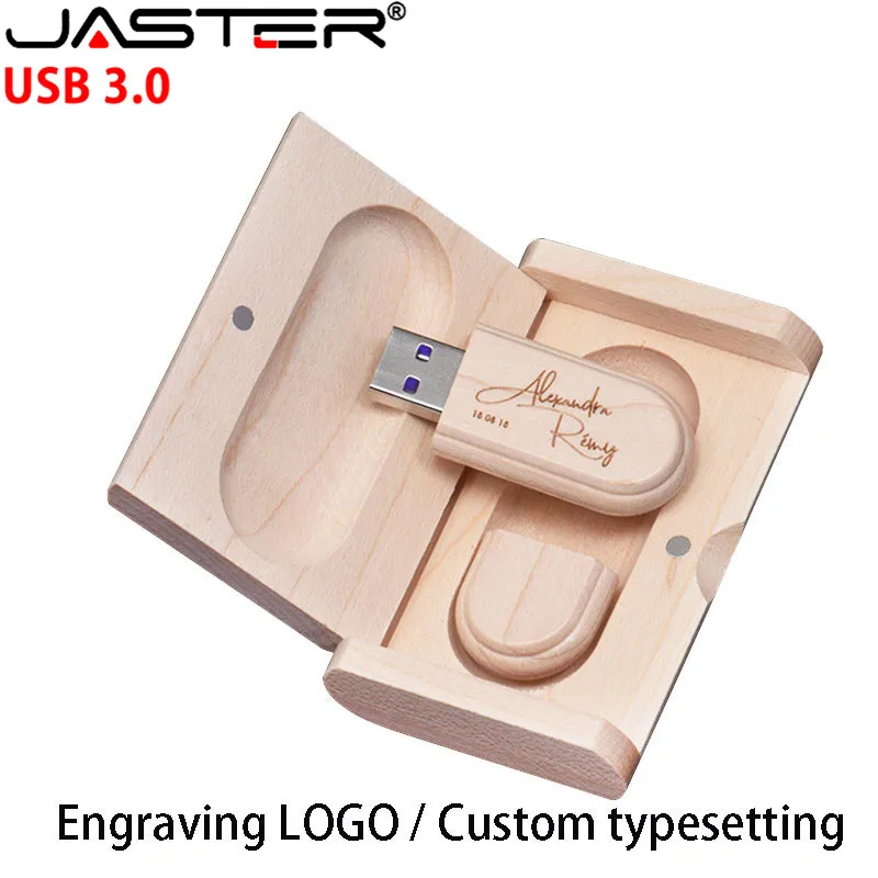 JASTER USB 3,0 изготовленный на заказ Логотип Деревянный высокоскоростной usb+ флип-бокс usb флэш-накопитель карта памяти 4 ГБ 8 ГБ 16 ГБ 32 ГБ 64 ГБ свадебный подарок