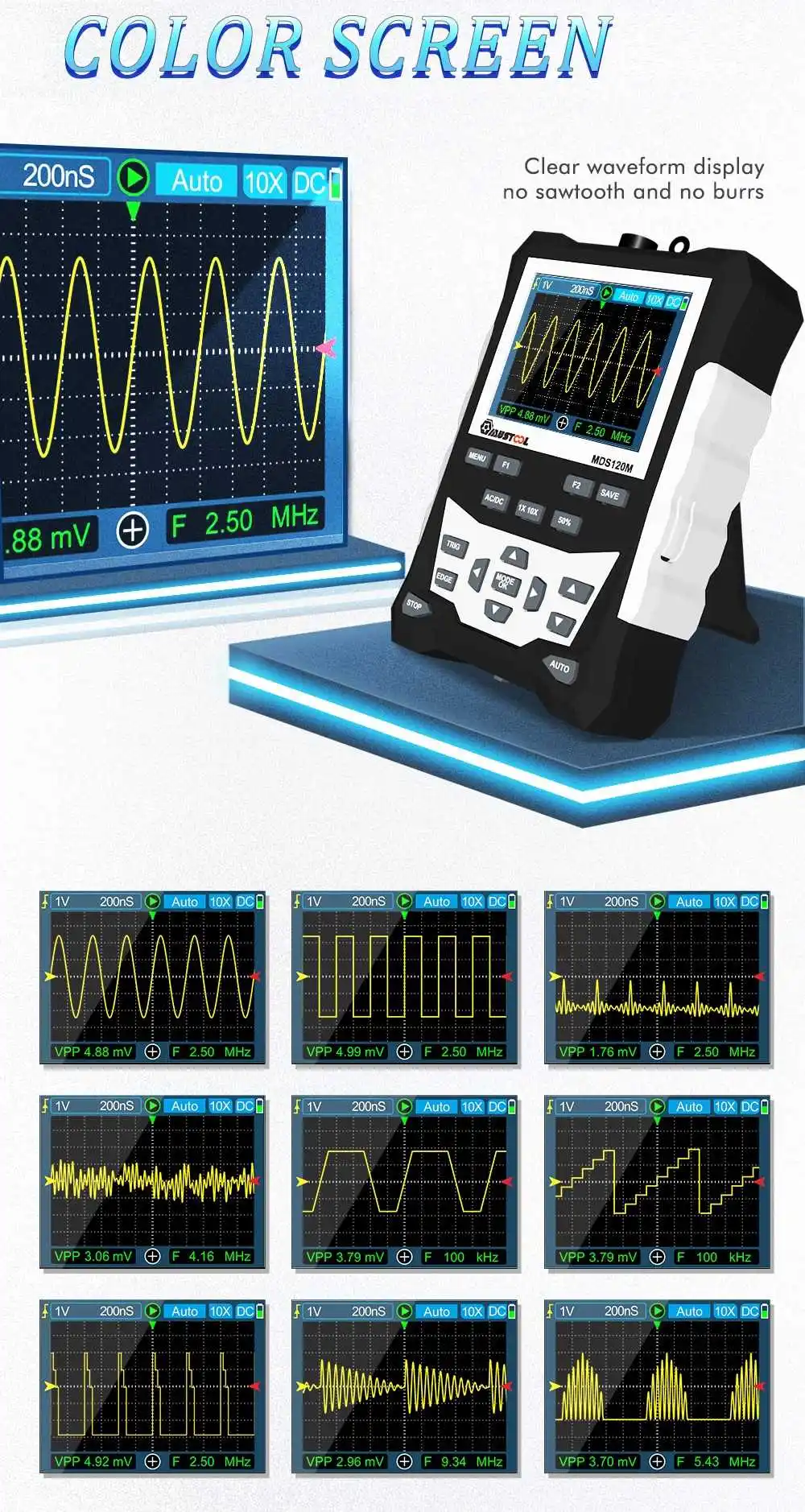 MUSTOOL MDS120M Professional Digital Oscilloscope 120MHz Analog