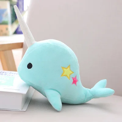 

25CM 35CM Narwhal whale binary star doll plush Toy soft animal ocean sea stuffed Toys for Children Christmas Gift kid Brinquedos