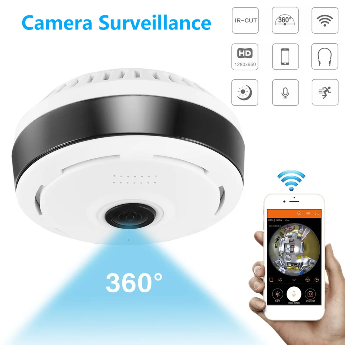 Мини Wi-Fi IP камера 960P 360 градусов панорамная PTZ беспроводная видеонаблюдения |