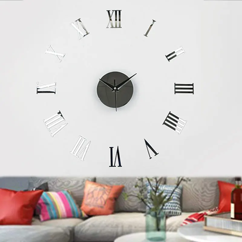Металлические настенные часы с модным дизайном Римский Серебряный номер