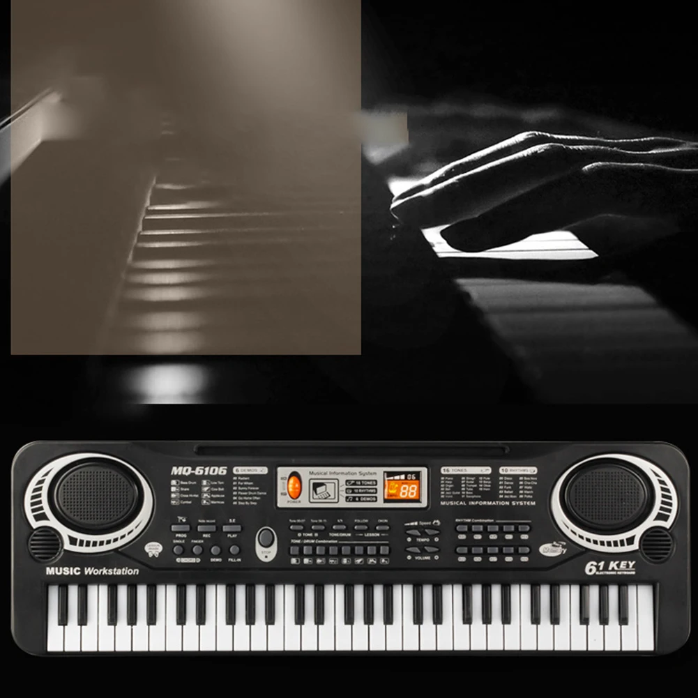 

61 Keys Smooth Edge Adjustable Listening Built In Speaker Mini-Keys Musical Teaching With Demos Electric Piano Kids Toy Beginner