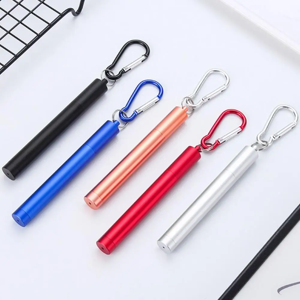 1 Set Multifunctional Collapsible Straw Three-section Heat-resistant Food-grade Telescopic Drinking Straw with Storage Case