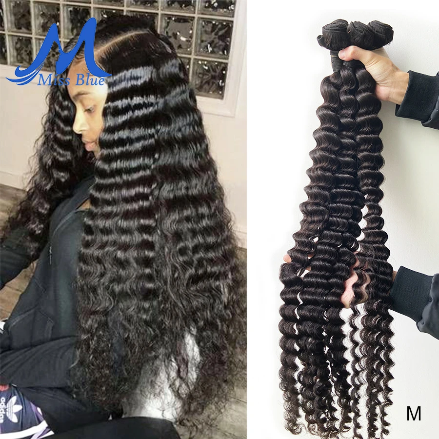 Missblue Brazilian Hair Weave Bundles Deep Wave 100 Human Hair Bundles Remy Hair Extension 28 30 32 34 36 38 40 Inch Hair Weft Hair Weaves Aliexpress