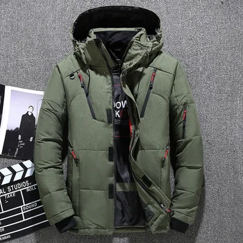 

2019 Winter Men's Down Parka Jacket Coat, Male Short Thick Windproof Hooded Parka Green Black Blue Gray Orange M-3XL