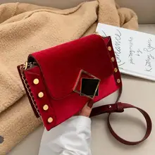 Винтажная модная женская квадратная сумка через плечо новая качественная бархатная женская дизайнерская сумка с замком на цепочке сумка через плечо