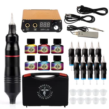 

Tattoo Kit Professional Tattoo Machines Pen Set Inks Power Supply Grips Body Art Tools Tattoo Permanent Makeup Tattoo Pen Set