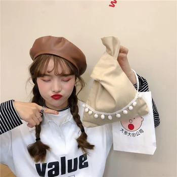 

Japanese Knot Wrist Handle Bag Mini Protable Bag Cute Girls Bag Phone Key Pouch Mini Shopping bag Cotton Purses with Tassels
