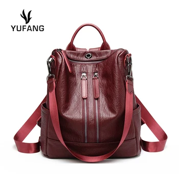 

YUFANG England Style Backpacks Casual Women Backpacks Solid Color Traveling Backpack Retro Ladies Multifunction Rucksack