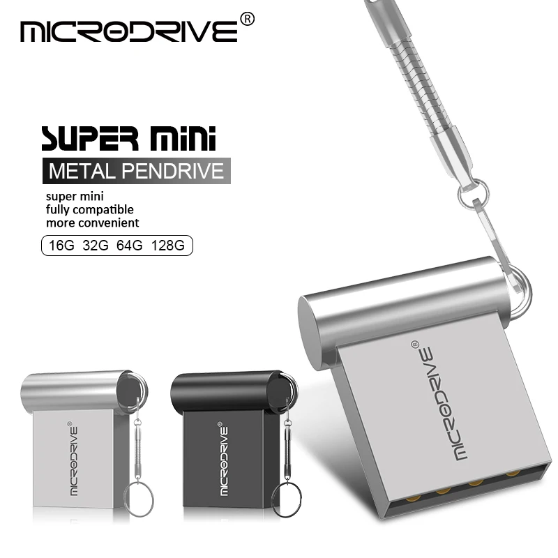 Microdrive Mini unidad flash USB de metal, 8G, 16GB, 32GB, 64GB, 128G, lápiz de memoria USB, disco U, logotipo personalizado de regalo