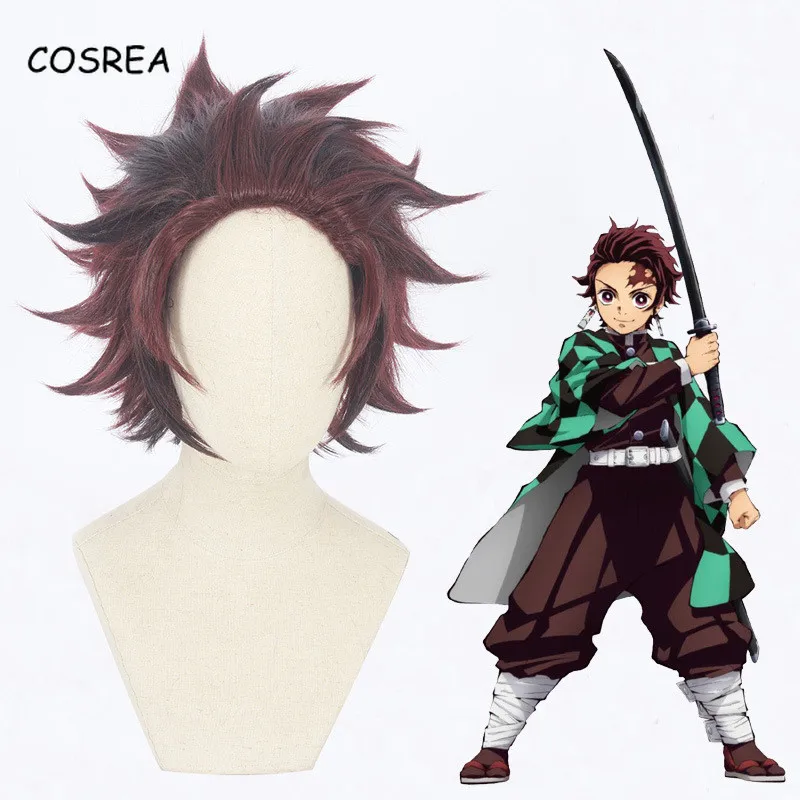 Nezuko Tanjirou Kamado парики демон Slayer Kimetsu No Yaiba Косплей зенитсу агатсума золотые короткие