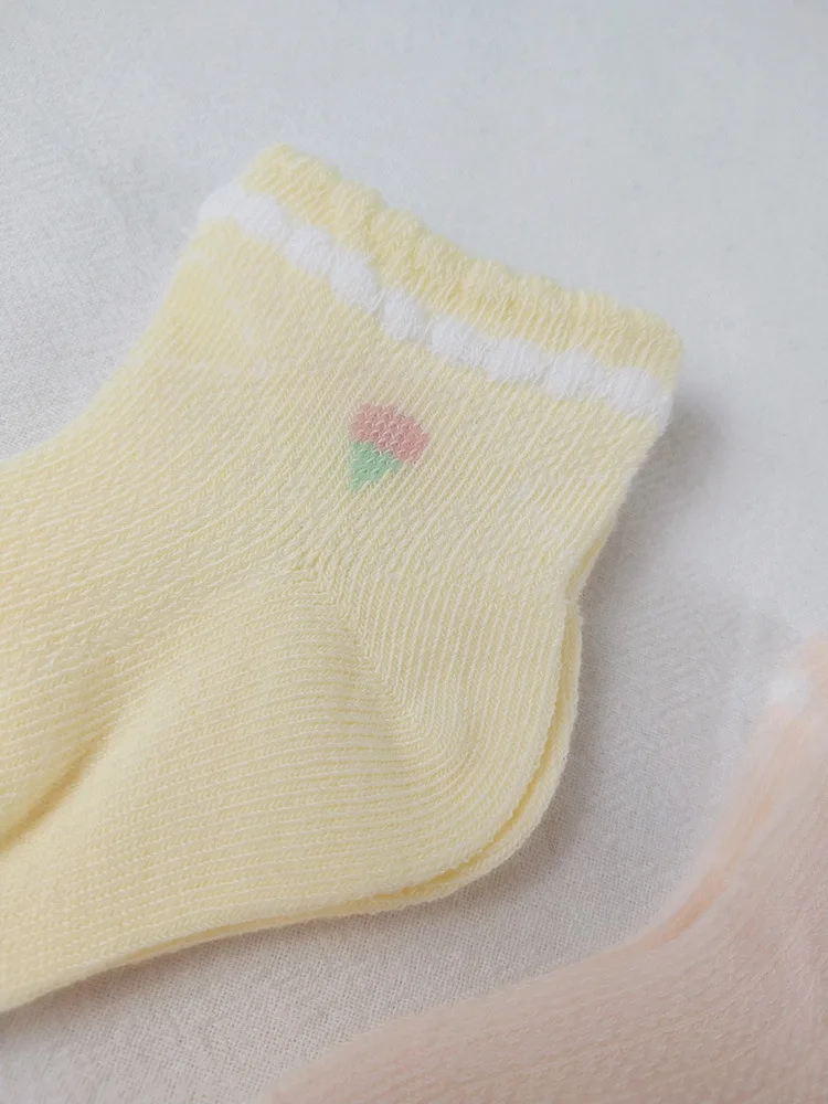 Thin 0-6 Month Men And Women BABY'S Socks Combed Cotton Strawberry Infant Mesh Socks Breathable Haining Children's Socks