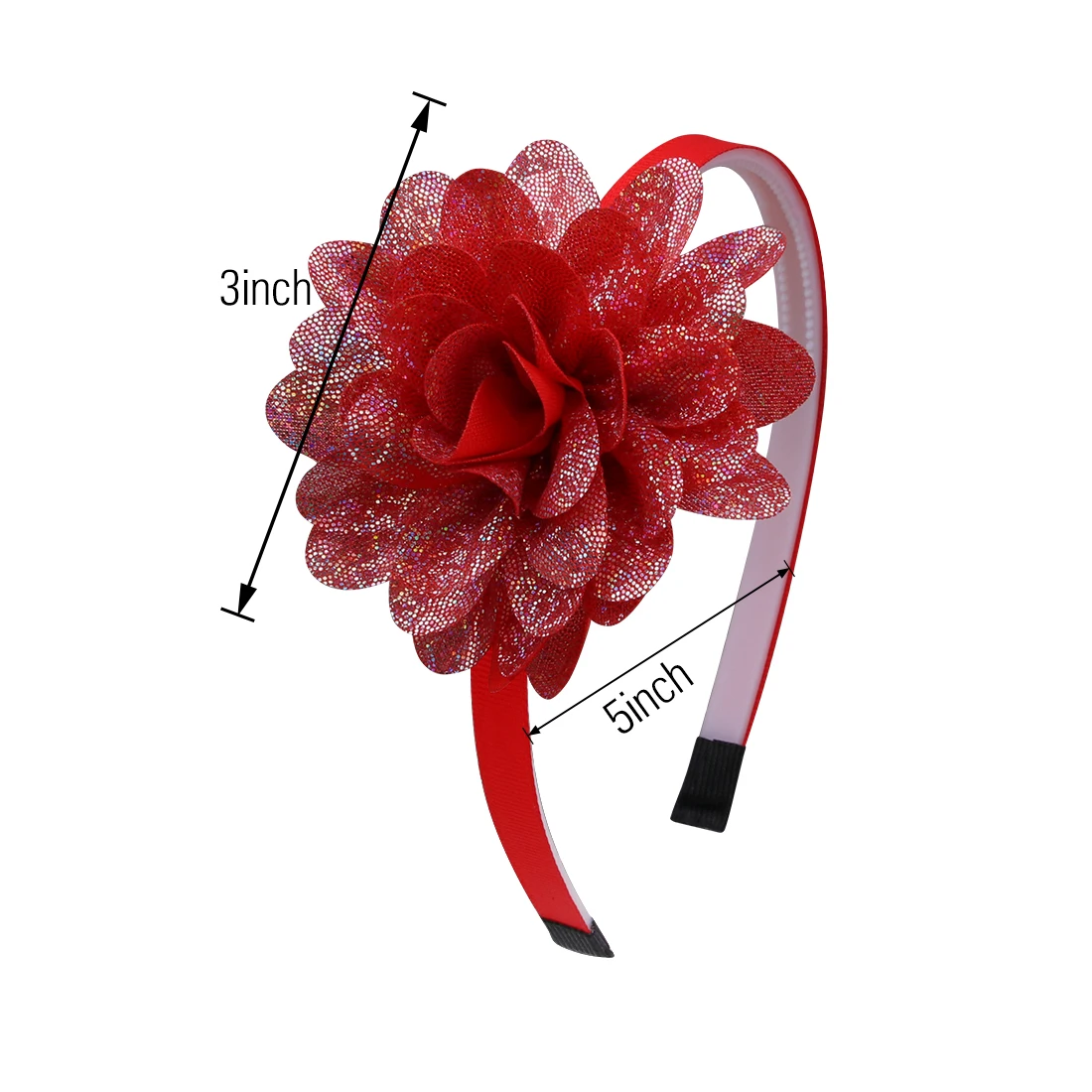 XIMA 12 шт./лот Детские аксессуары для волос 3''Laser Hair Flower Hairband Принцесса Вечерние обручи для волос девушки держатели головных уборов