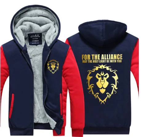 2 Новинка, зимняя теплая толстовка WOW с капюшоном, игра Dota 2, пальто ALLIANCE& Horde, куртка, пальто для мужчин, толстый флис, на молнии, светящиеся, WOW, толстовки g - Цвет: 2