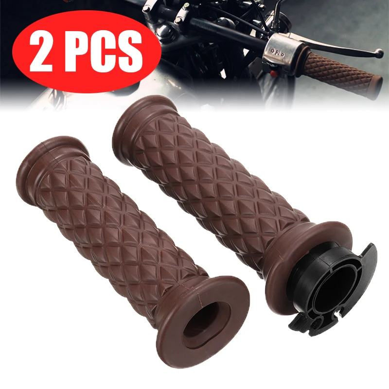 1pair Brown Style Motorcycle Scooter Handlebar Hand Grips For Cafe