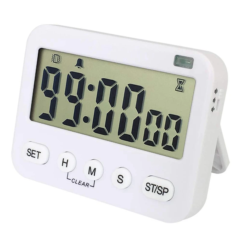 Digital Kitchen Timer Magnetic Cycle Count Down Large Display Memory Function 24-Hour Clock and Alarm with V |