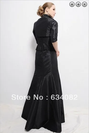 Женское элегантное платье размера плюс vestidos formales с длинным рукавом черное платье для матери невесты с жакетом