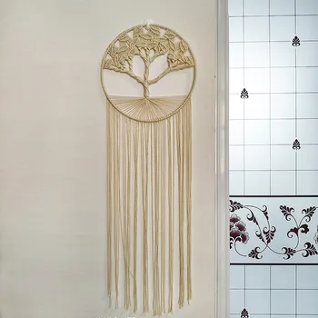 

Macrame Tree of Life Hand-woven Wall Tapestry Cotton Rope Living Room Macrame Wall Hanging Boho Decor Nordic Rural Style Layout