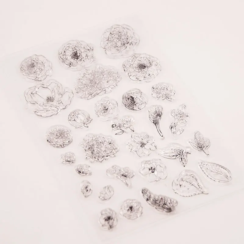Clear Stamps Clear Rubber Stamps Flower Clear Stamps DIY Scrapbooking Craft Supplies Rubber Silicon Seals Card Album Hobby ink pad Stamping