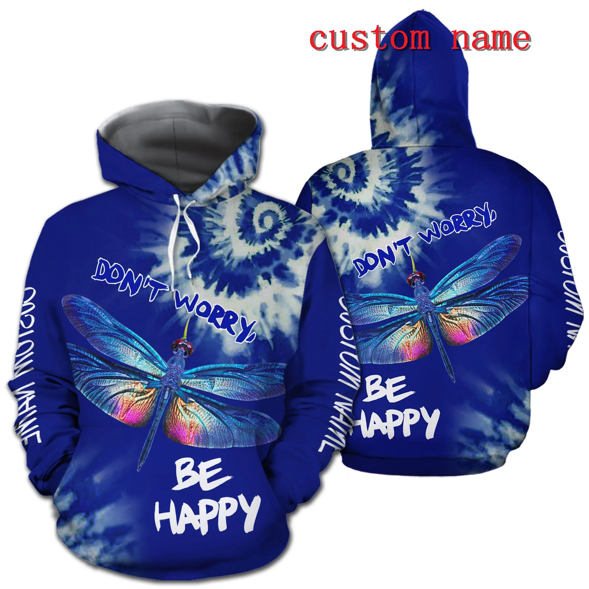 PLstar Cosmos 3DPrinted Newest Happy Dragonfly Hippie Custom Name Unique Unisex Streetwear Harajuku Hoodies/Sweatshirt/Zip B-3