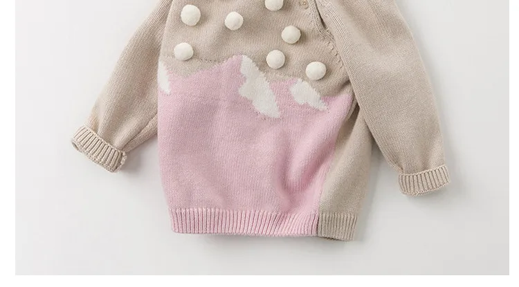 DB11774 dave bella winter cute baby girls ball knitted padded sweater kids fashion pullover toddler boutique tops