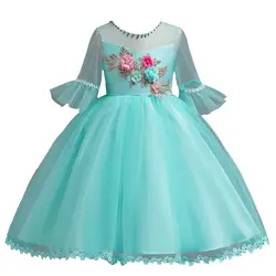 Новинка 2019 года; Модное детское платье для девочек симпатичное платье принцессы с круглым вырезом на молнии средней длины и рукавами для