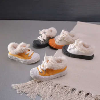

2019 Kids Winter Shoes Plush Children Canvas Shoes Comfortable Casual Sneakers Boys Shoes Girls Moccasins Footwear Baby Trainers