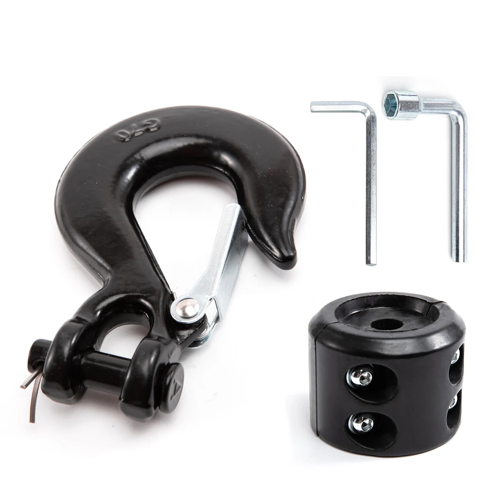 thumbnail image 2 of Atv Winch Hook Forged Steel Winch Hook 3/8" Grade 70 Safety Latch Winch Cable Hook... Shackle Holder 2 of 13