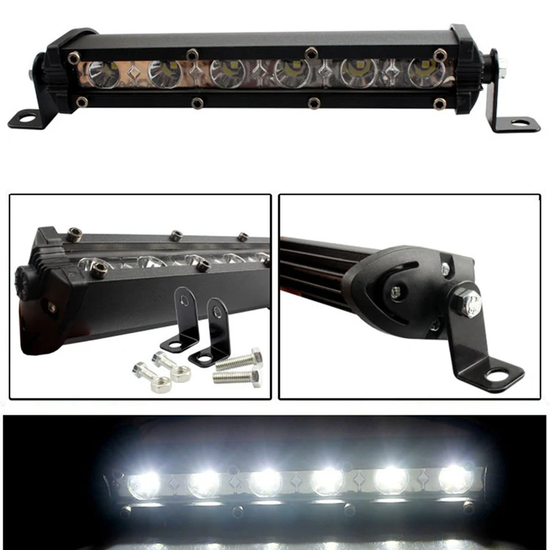 

18W 6 Leds Car Led Headlight Work Light Ultra-thin Small Single Row Strip Light Off-road Roof Light Bar