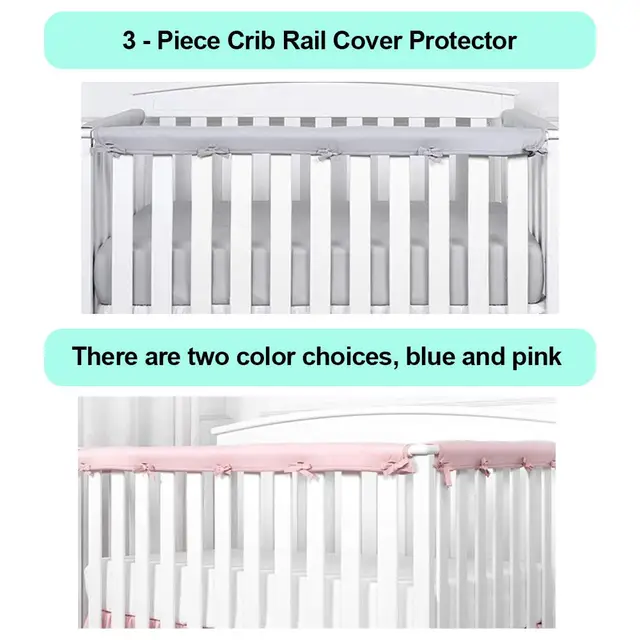 3 - Piece Crib Rail Cover Protector Baby Crib Rail Cover Protector Set Safe Teething Guard Wrap For Cribs Side Front Rails 4