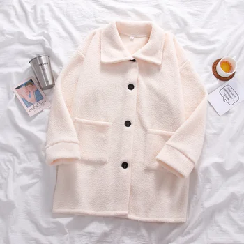 

Elegant women oversized teddy coat warm thick Cashmere winter warm plush coat Female overcoat casaco feminino parka