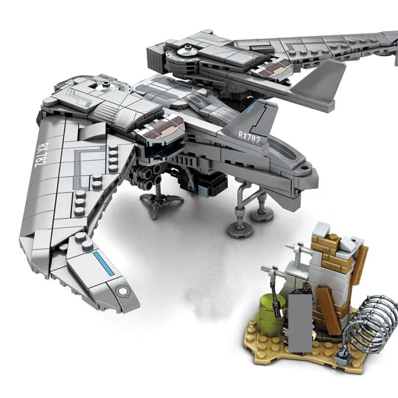 

722Pcs Military Fortress UAV Drone Unmanned Aerial Vehicle Fighter Building Blocks Brinquedo Avion Educational Toys for Children