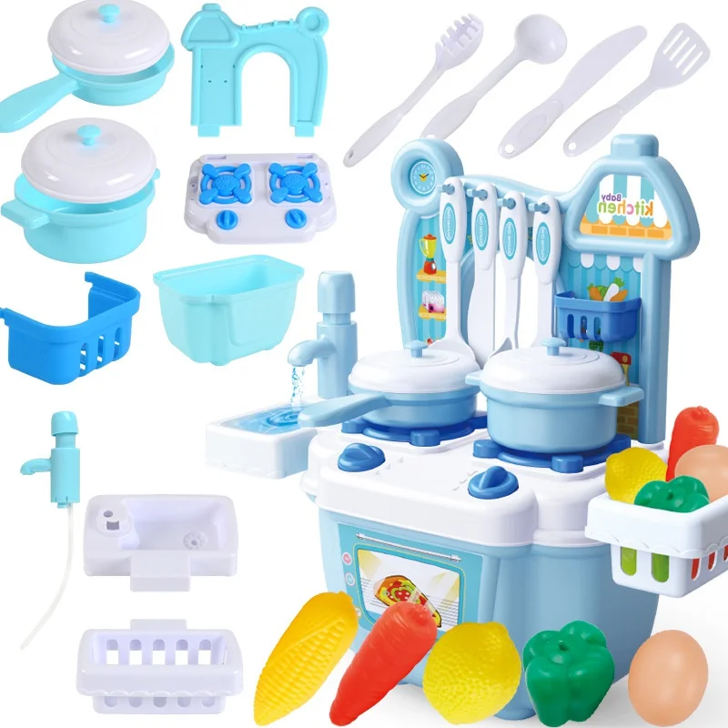 Набор кухонных инструментов для резки фруктов и овощей, кухонные игрушки для детей, забавная мини-кухня для девочек и мальчиков - Цвет: L