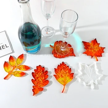 

5Pcs Leaves Coaster Silicone Resin Mold Tropical Maple Leaf Resin Casting Mold for Casting Resin Concrete Art Crafts