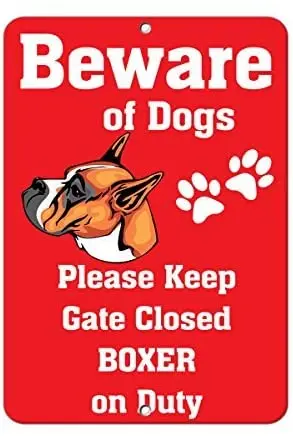 Home Decor Sign Funny Warning Beware Of Dog Boxer Metal Sign For Outdoor Indoor Use Easy To Mount Plaques Signs Aliexpress