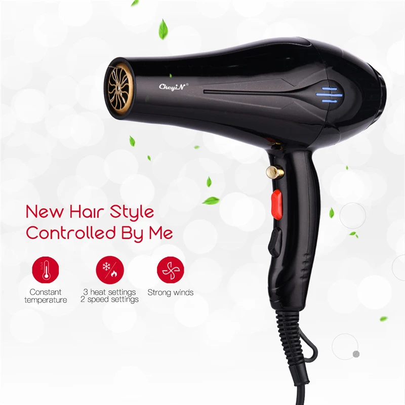 Secador de cabelo profissional azul com íon