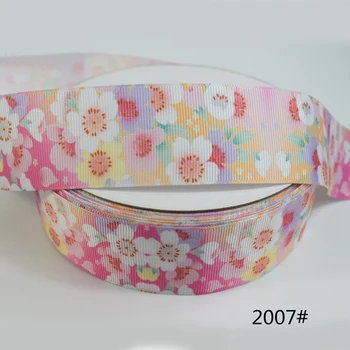 

5yards 38/25mm Grosgrain Ribbon Lovely Floral Printed Lace Satin Ribbons for DIY Bow Craft Card Gifts Bouquet Wrapping