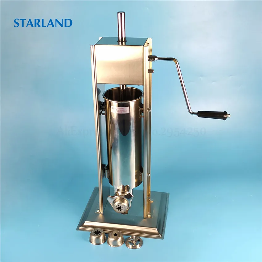 

3L Sausage Filler Spanish Churros Maker Manual Sausage Stuffer Stainless Steel Churros Making Machine Variable 2 Levels Speeds