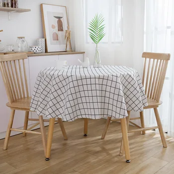 

Dining Room Kitchen Table Oilproof Tablecloth Japanese Printing Cotton Round Table Cloth Fabric Art Household Table Cover