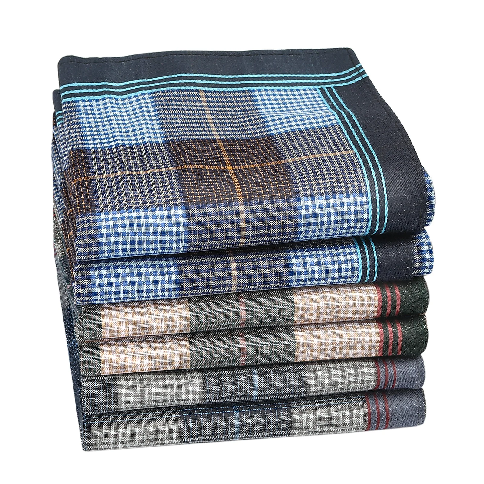 Pocket Square Mini Handkerchief 6/12PCs Men's Handkerchief Cotton Square Dark Grid Mixed Tri-Color Classic Vintage Business Checked Multicolor Gentleman Pocket