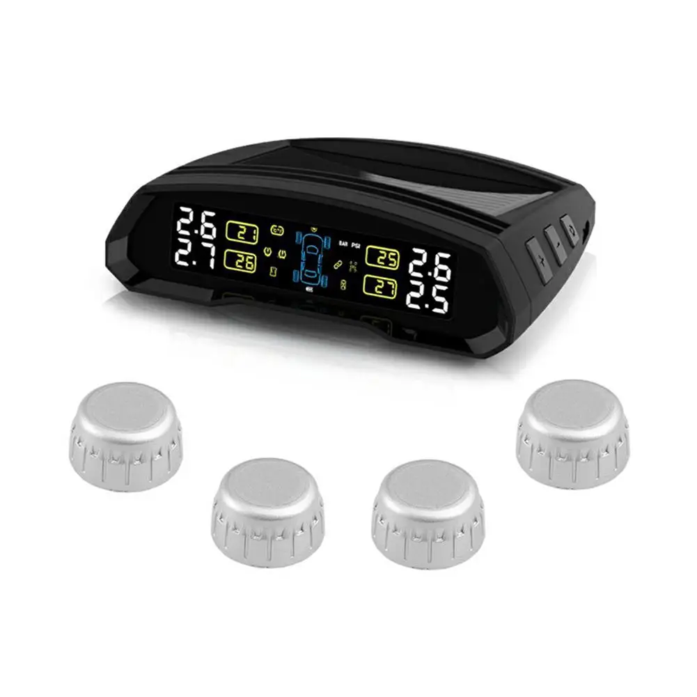 

T802 Wireless TPMS Car Tire Pressure Sensor Automoble Monitoring System Solar Powered Car Truck Tyre Pressure Security Alarm