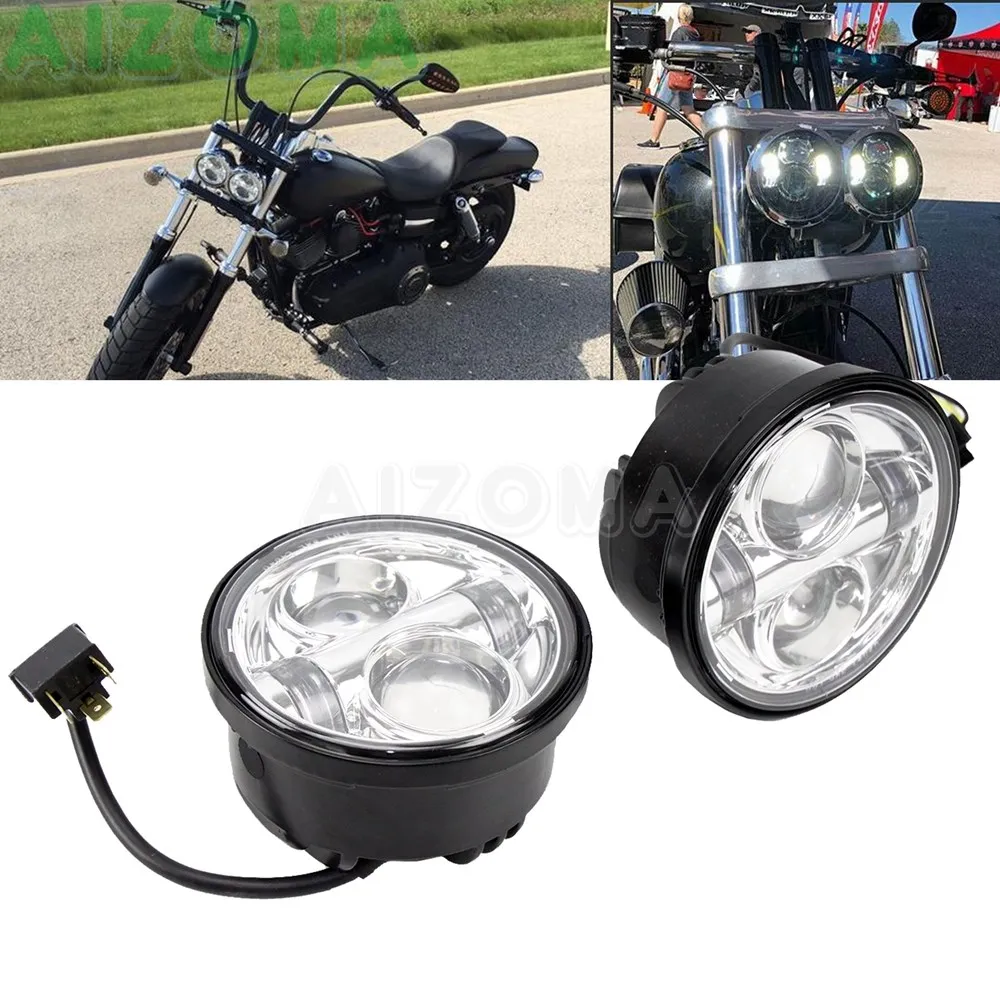 

Motorcycle Dual Twin Head Light 4.65 inch LED Headlight Retro Motorbike Headlamp DRL For Harley Dyna Fat Bob FXDF 2008-2016