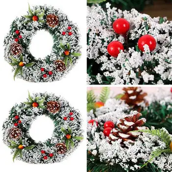 

20cm Christmas Wreath Christmas Large Wreath Door Wall Ornament Garland Decoration Fake Fruit Pine Christmas For Home
