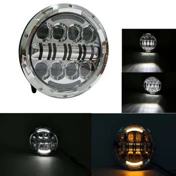 

7Inch 80W Round LED Headlight Halo Projector with DRL Amber Turn Signal for 07-14 Jeep Wrangler JK 2 Door